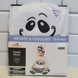 Giggly Ghost Halloween Costume Baby 0/6M Jumpsuit Hat‎ Boy Girl Unisex Infant